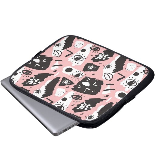 Abstraktes modernes Augen-u. Lippenmuster Laptopschutzhülle (Vorne Knopf)