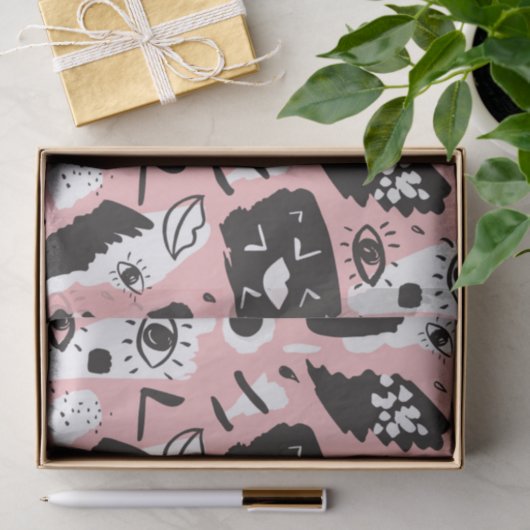 Abstraktes modernes Augen-u. Lippenmuster Seidenpapier (Geschenk)