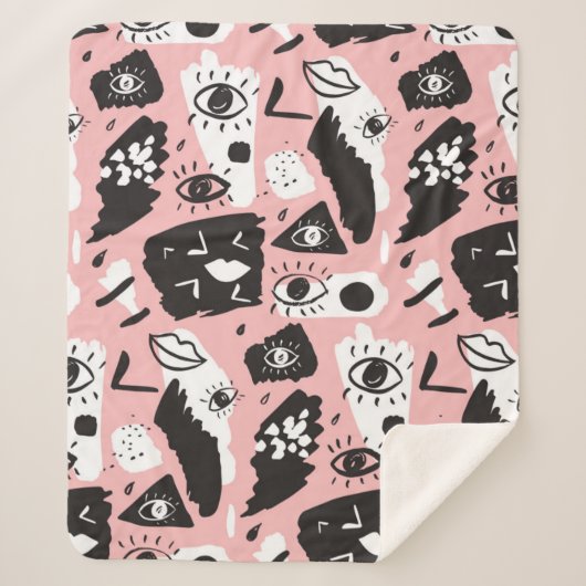 Abstraktes modernes Augen-u. Lippenmuster Sherpadecke (Vorderseite)