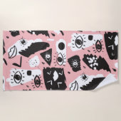 Abstraktes modernes Augen-u. Lippenmuster Strandtuch (Vorderseite)