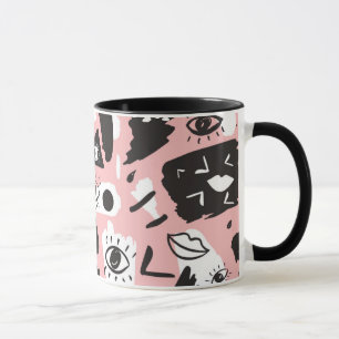 Abstraktes modernes Augen-u. Lippenmuster Tasse