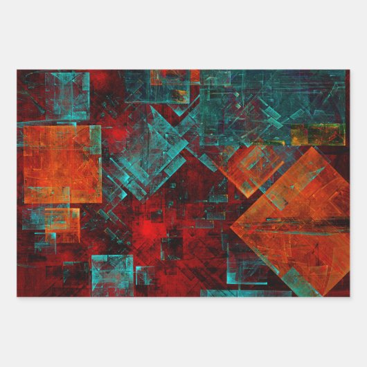 Abstraktes, modernes, Cooles künstlerisches Muster Geschenkpapier Set (Vorderseite)