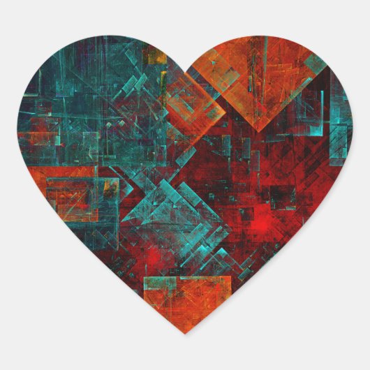Abstraktes, modernes, Cooles künstlerisches Muster Herz-Aufkleber (Vorderseite)