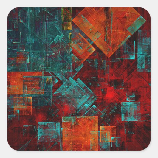 Abstraktes, modernes, Cooles künstlerisches Muster Quadratischer Aufkleber (Vorderseite)