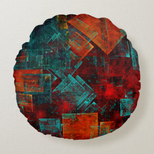 Abstraktes, modernes, Cooles künstlerisches Muster Rundes Kissen