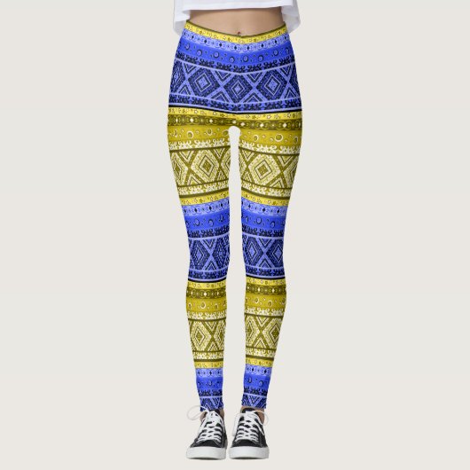 Abstraktes modernes Dekor mit geometrischen Orname Leggings (Vorderseite)