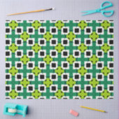 Abstraktes, modernes Emerald Lime Green & Black Mu Seidenpapier (Basteln)