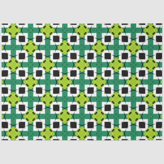 Abstraktes, modernes Emerald Lime Green & Black Mu Seidenpapier (Vorderseite)