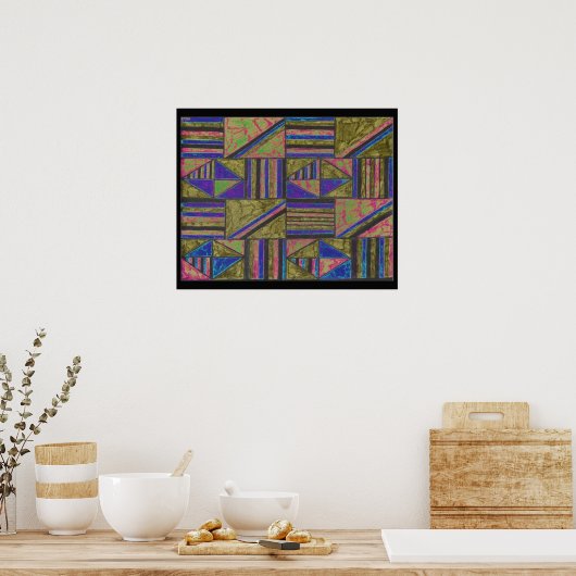 abstraktes, modernes, farbenfrohes Design von Alan Poster (Küche)