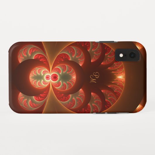 Abstraktes modernes Fraktal Art Monogram Case-Mate iPhone Hülle (Rückseite (Horizontal))