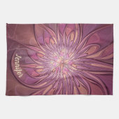 Abstraktes modernes Fraktal Berry Colors Name Geschirrtuch (Horizontal)