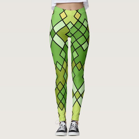 Abstraktes modernes geometrisches Gittermuster Leggings (Vorderseite)