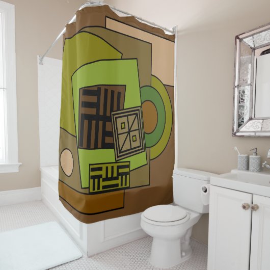 Abstraktes modernes geometrisches Muster Duschvorhang (Beispiel)