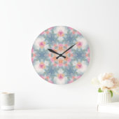 Abstraktes modernes geometrisches Ornamentalblau Große Wanduhr (Zuhause)