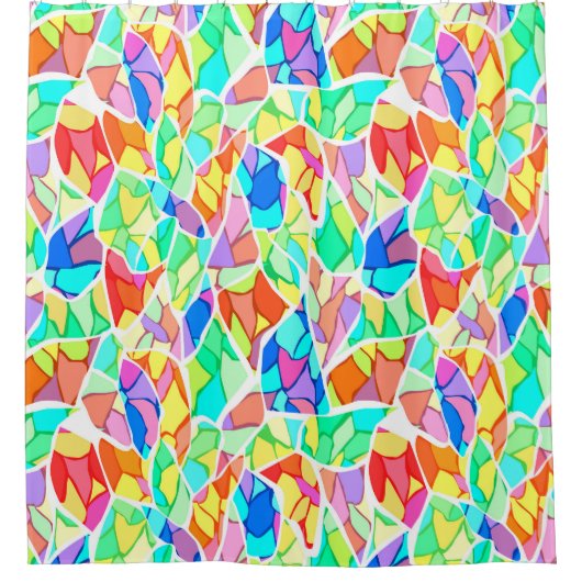 Abstraktes modernes Glasmosaikfliesen-Muster hell Duschvorhang (Vorderseite)