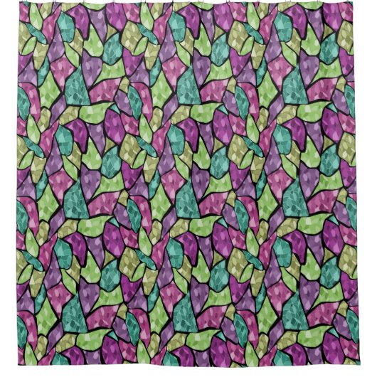 Abstraktes modernes Glasmosaikfliesen-Muster hell  Duschvorhang (Vorderseite)