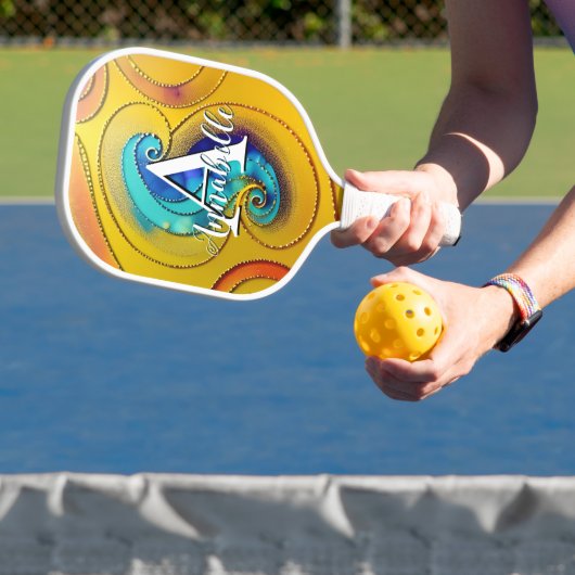 Abstraktes modernes Jewel und Gold Metallic Pickleball Schläger (InSitu)