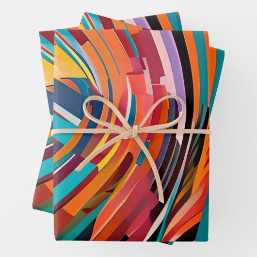 Abstraktes, modernes, leuchtendes Muster kühne Sta Geschenkpapier Set (Beispiel)