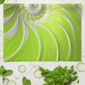 Abstraktes, modernes Limettengrün-Fraktal Geschirrtuch (Gefaltet)