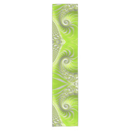 Abstraktes, modernes Limettengrün-Fraktal Kurzer Tischläufer