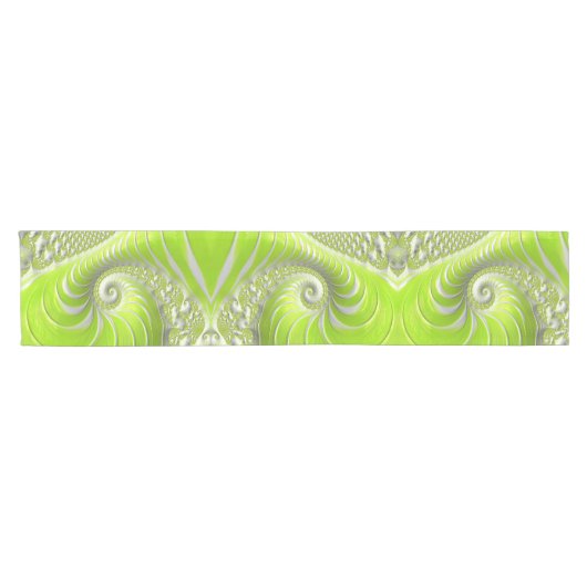 Abstraktes, modernes Limettengrün-Fraktal Kurzer Tischläufer (Horizontal)