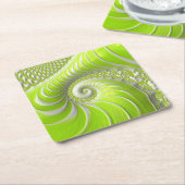 Abstraktes, modernes Limettengrün-Fraktal Rechteckiger Pappuntersetzer (angewinkelt)