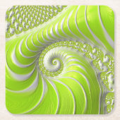 Abstraktes, modernes Limettengrün-Fraktal Rechteckiger Pappuntersetzer (Vorderseite)