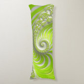 Abstraktes, modernes Limettengrün-Fraktal Seitenschläferkissen (Vorderseite Vertikal)