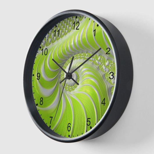 Abstraktes, modernes Limettengrün-Fraktal Uhr (Winkel)