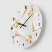 Abstraktes, modernes Marmorgold Große Wanduhr (Winkel)