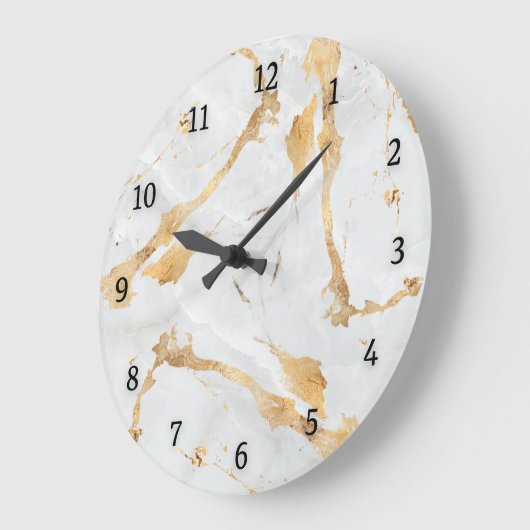 Abstraktes, modernes Marmorgold Große Wanduhr (Winkel)