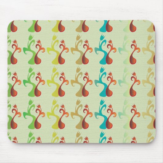 Abstraktes modernes mehrfarbiges Tulpen-Blumenmust Mousepad (Vorne)