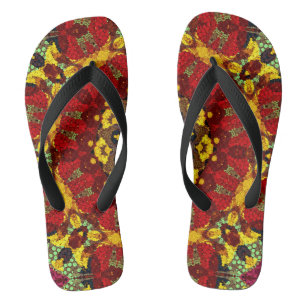 Abstraktes modernes Mosaik-Kaleidoskopbild Badesandalen