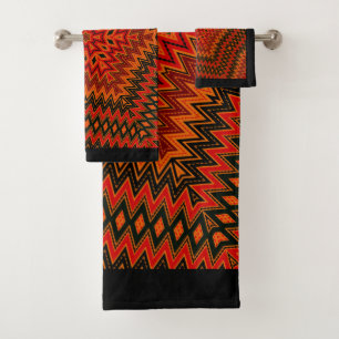 Abstraktes modernes Mosaik-Kaleidoskopbild Badhandtuch Set
