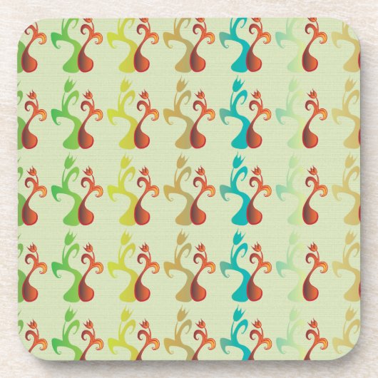 Abstraktes modernes Multicolor-Tulip-Muster Untersetzer (Vorderseite)