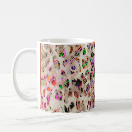 abstraktes modernes Musterdesign mit farbenfroher Kaffeetasse (Links)