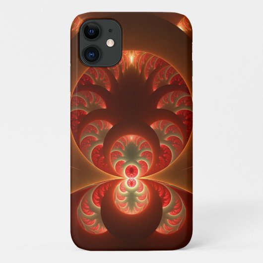 Abstraktes modernes, orangefarbenes Fraktal Case-Mate iPhone Hülle (Rückseite)
