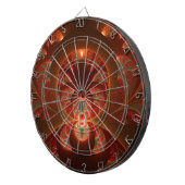 Abstraktes modernes, orangefarbenes Fraktal Dartscheibe (Vorderseite rechts)