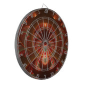 Abstraktes modernes, orangefarbenes Fraktal Dartscheibe (Vorderseite Links)