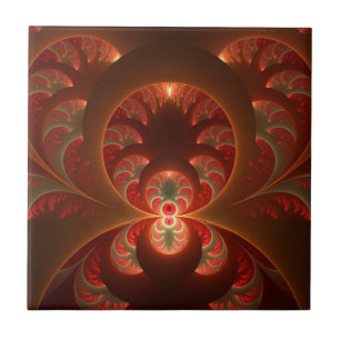 Abstraktes modernes, orangefarbenes Fraktal Fliese