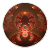 Abstraktes modernes, orangefarbenes Fraktal Keramikknauf (Vorderseite)