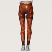 Abstraktes modernes, orangefarbenes Fraktal Leggings (Vorderseite)