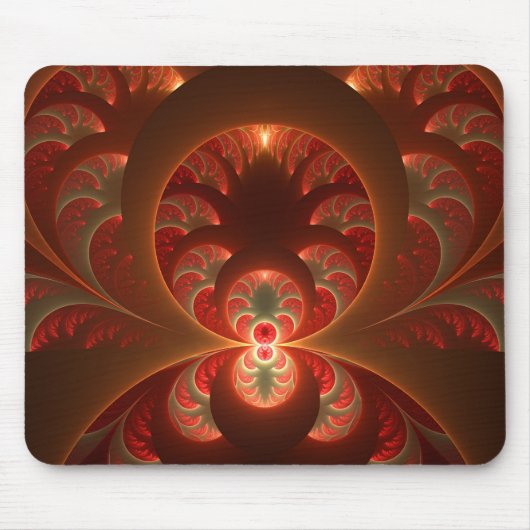 Abstraktes modernes, orangefarbenes Fraktal Mousepad (Vorne)
