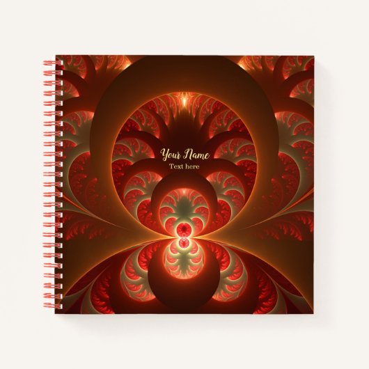 Abstraktes, modernes orangefarbenes Fraktal Name Notizblock (Vorderseite)