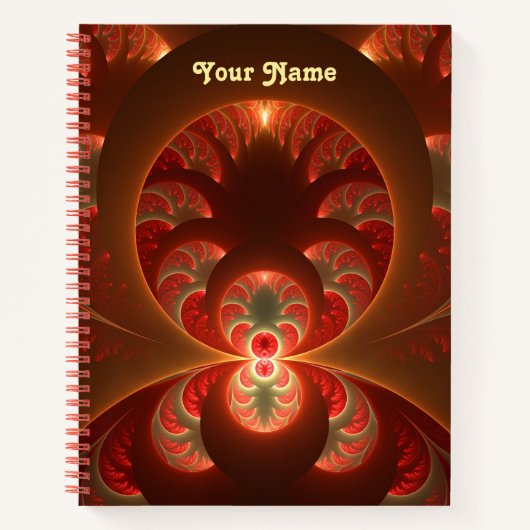 Abstraktes, modernes orangefarbenes Fraktal Name Notizblock (Vorderseite)