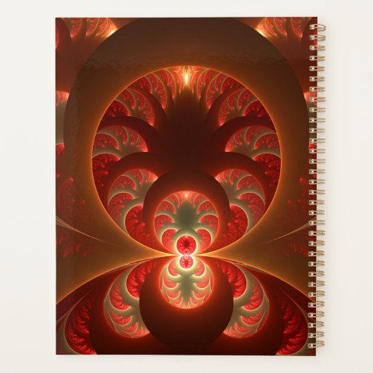 Abstraktes, modernes orangefarbenes Fraktal Name Planer (Rückseite)