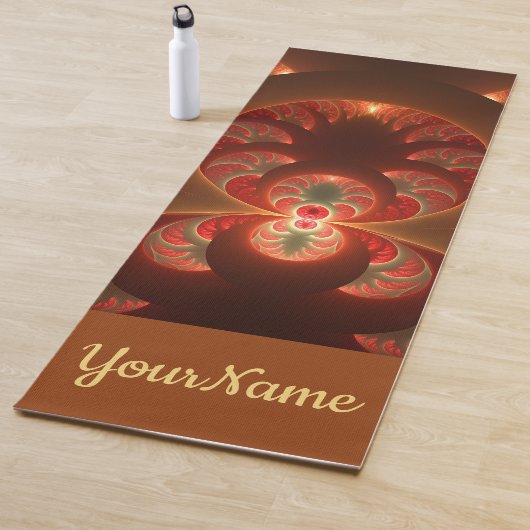 Abstraktes, modernes orangefarbenes Fraktal Name Yogamatte (Beispiel)