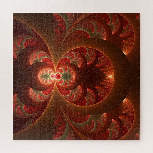 Abstraktes modernes, orangefarbenes Fraktal Puzzle (Horizontal)