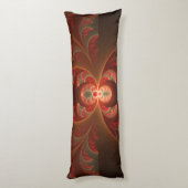 Abstraktes modernes, orangefarbenes Fraktal Seitenschläferkissen (Rückseite (Vertikal))