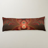 Abstraktes modernes, orangefarbenes Fraktal Seitenschläferkissen (Rückseite)